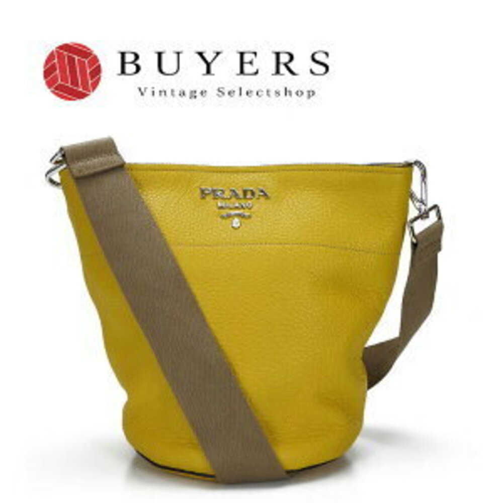Prada Daino Shoulder bucket Yellow leather Vitello Bag